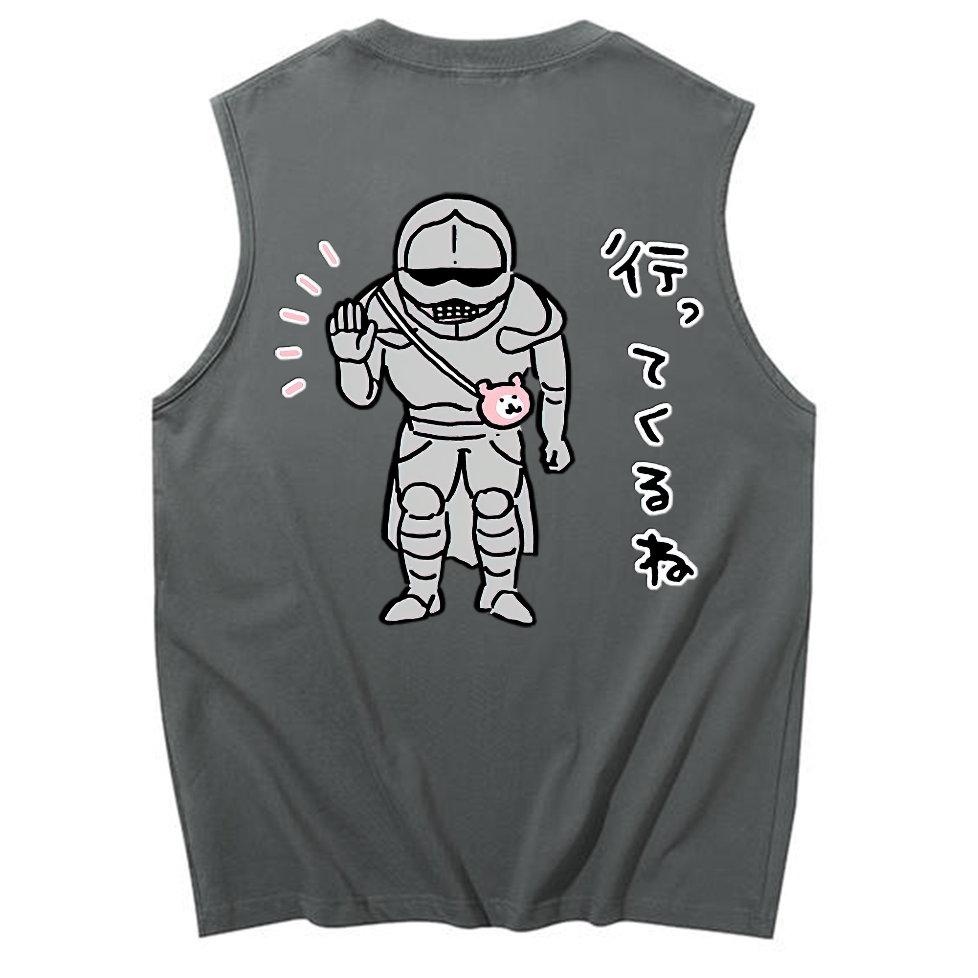 （画像用） ちいかわ 労働の鎧さん Chii-kawa Mr. Armor of Labor コットン100％タンクトップ（背面プリント）